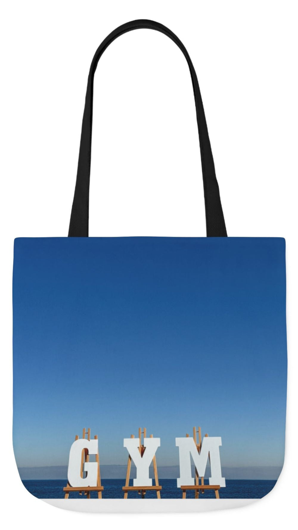 Gym Tote Bag “18 x 18” Same Allover Print on Each Side. 4 Handle Color Options. “Seaside Gym Bag”.