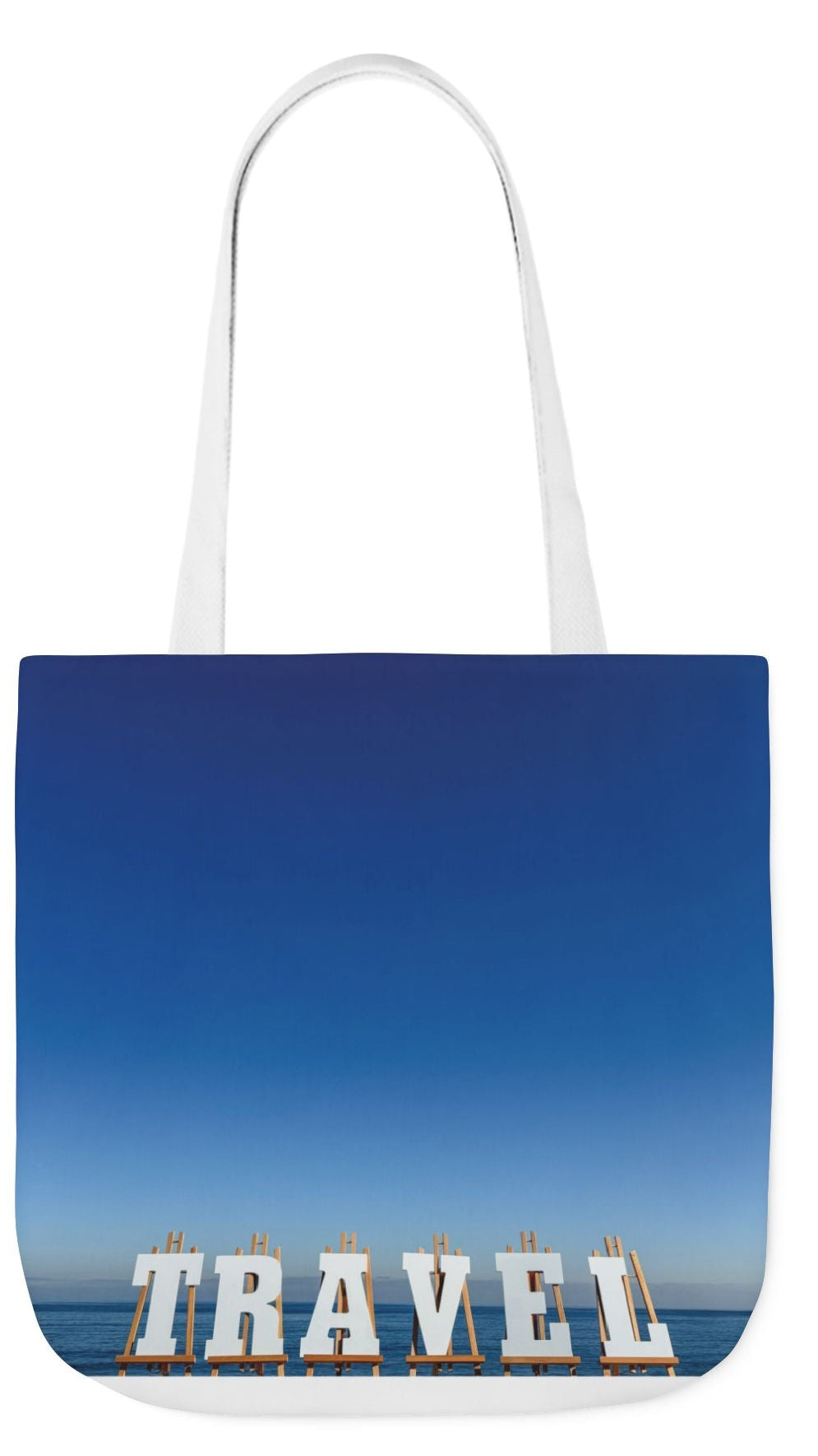 Travel Tote Bag 18” x 18” different print on each side. 5 Handle Color Choices. "Seaside & Beach Travel Bag"