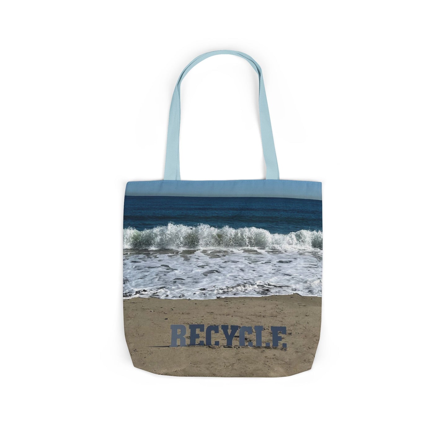 Recycle Tote Bag 18” x 18” same print on each side. 5 Handle Color Options. "Beach Recycle Bag Personalized”