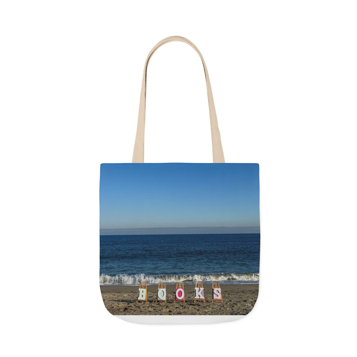 Book Tote Bag 18” x 18” different print on each side.5 Handle Color Options. “Seaside & Beachfront Book Tote Bag Personalized”