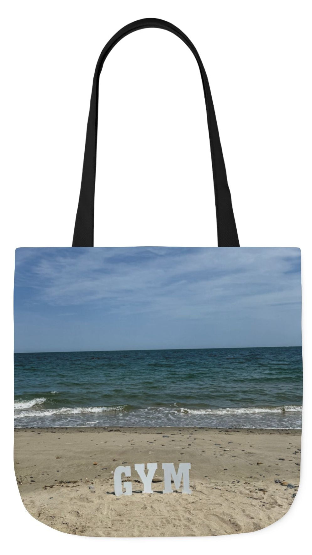 Gym Tote Bag 18” x 18” Same Print on Each Side. 4 Handle Color Options. “Beach Gym Bag Personalized"