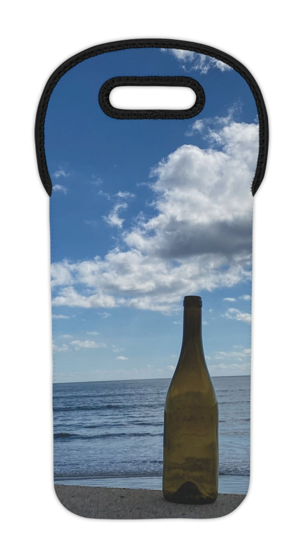 Wine Tote Bag for 1 Bottle with Same Print on Both Sides. "Shoreline Cloud Bottle"