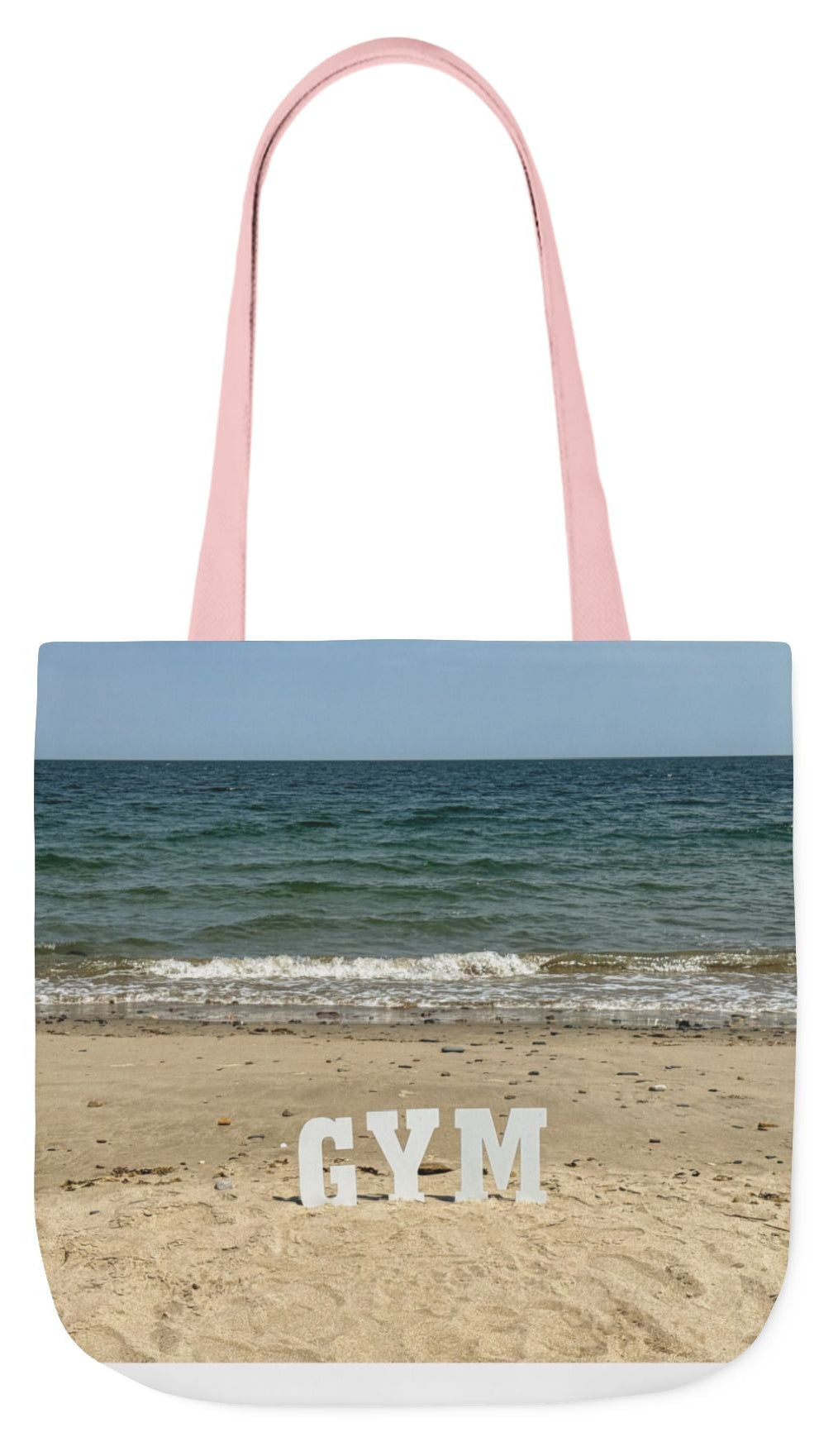 Gym Tote Bag 18” x 18” different print on each side. 5 Handle Color Options. “Seaside & Beach Gym Bag Personalized”