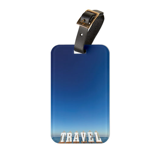 Acrylic Luggage Tag With Strap and info Card on the Back "Seaside Travel Tag"