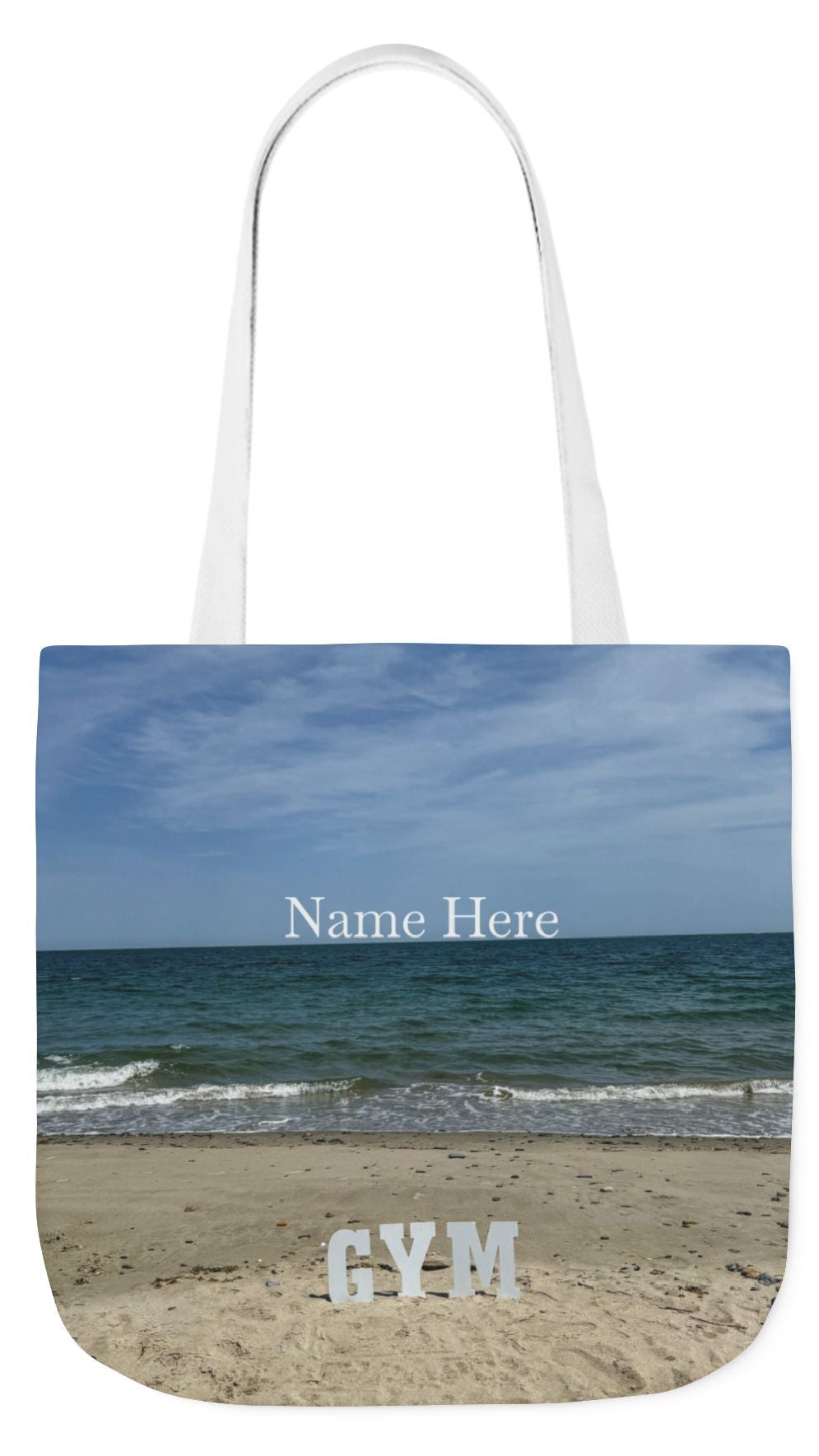 Gym Tote Bag 18” x 18” Same Print on Each Side. 4 Handle Color Options. “Beach Gym Bag Personalized"