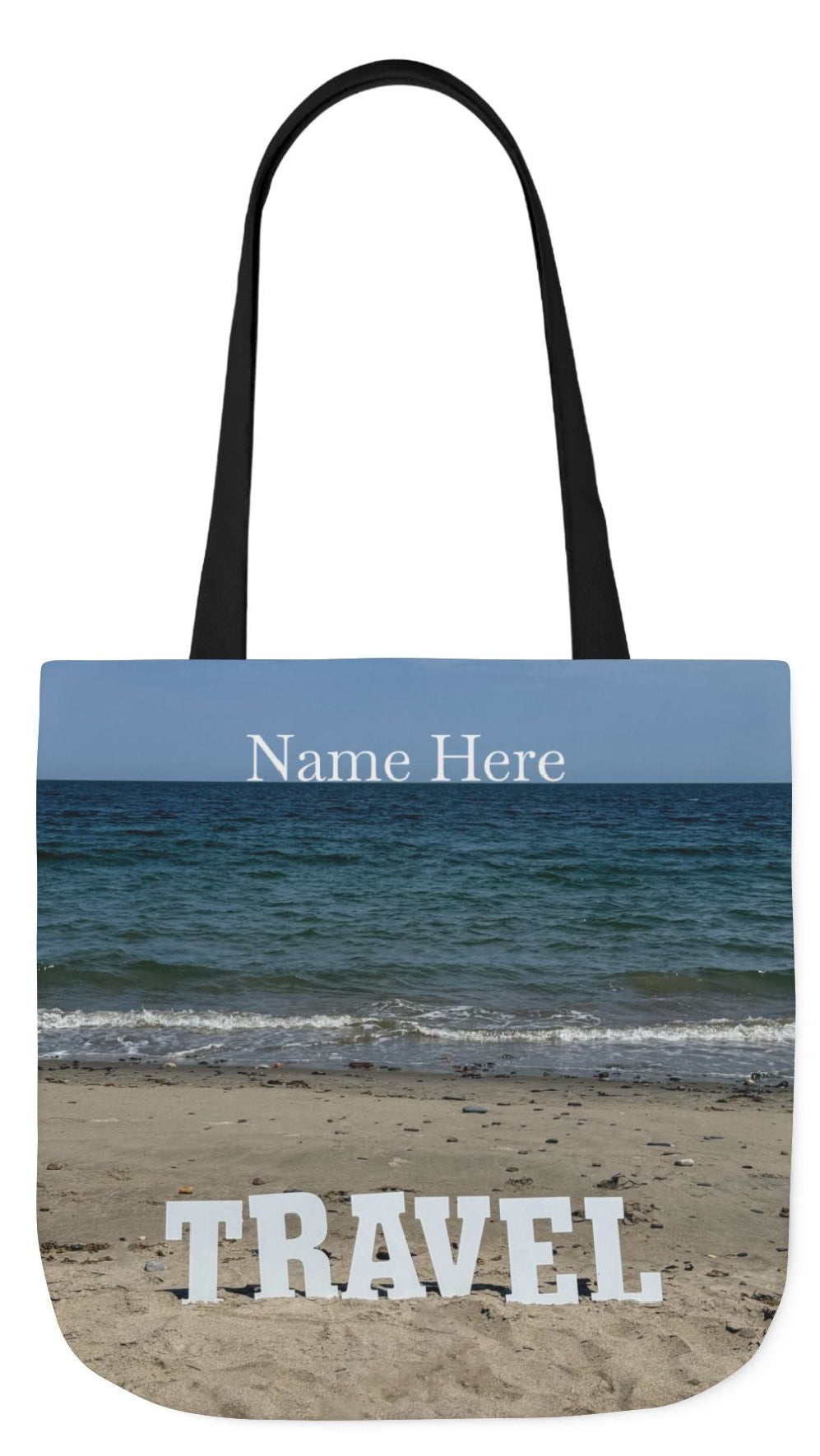 Travel Tote Bag 18” x 18” Same Print on Each Side. 4 Different Handle Color Options. “Beach Travel Bag Personalized"