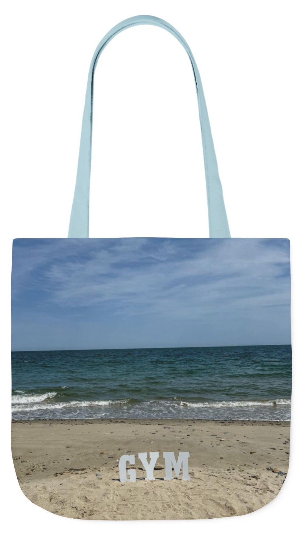 Gym Tote Bag 18” x 18” Same Print on Each Side. 4 Different Handle Color Options. “Beach Gym Bag”