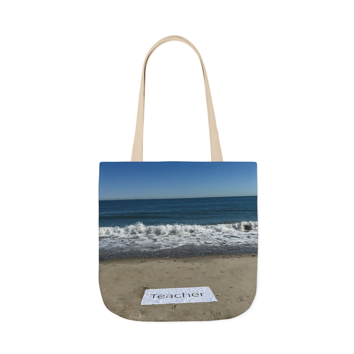 Teacher Tote Bag 18” x 18”  same print on each side. 5 Handle Color Options. “Beachfront Teacher Bag”