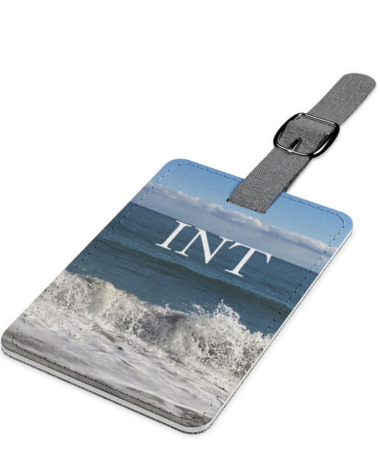 Polyester Luggage Tag Rectangle with strap Print on one side fabric on the other. (Personalized)" Big Waves Travel Tag"