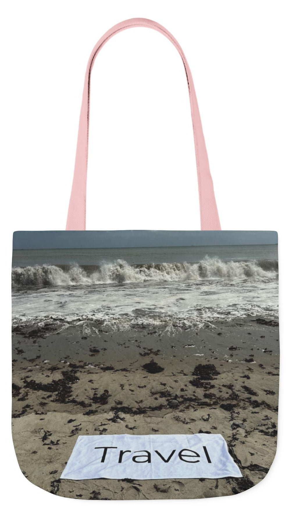 Travel Tote Bag 18” x 18” Same Print on Each Side. 4 Handle Color Options. “Wild Waves Travel Bag Personalized"