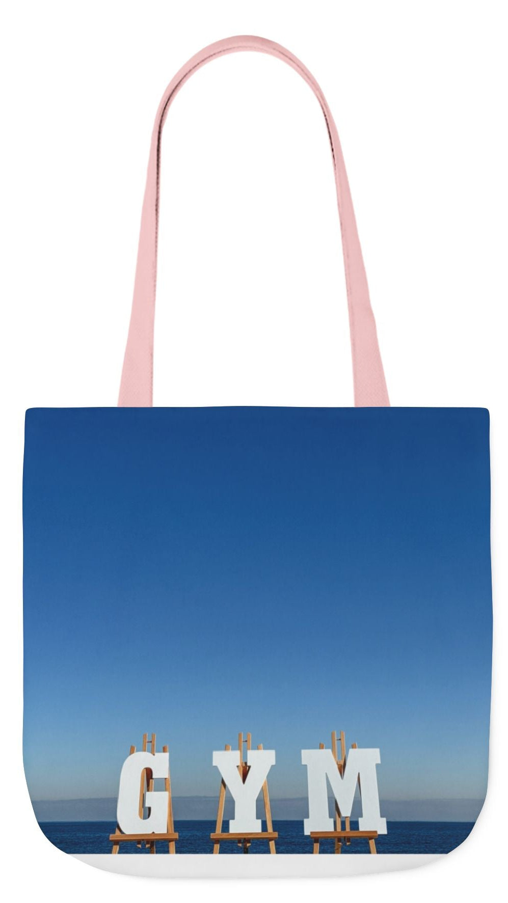 Gym Tote Bag “18 x 18” Same Print on Each Side. 4 Handle Color Options. “Seaside Gym Bag”.