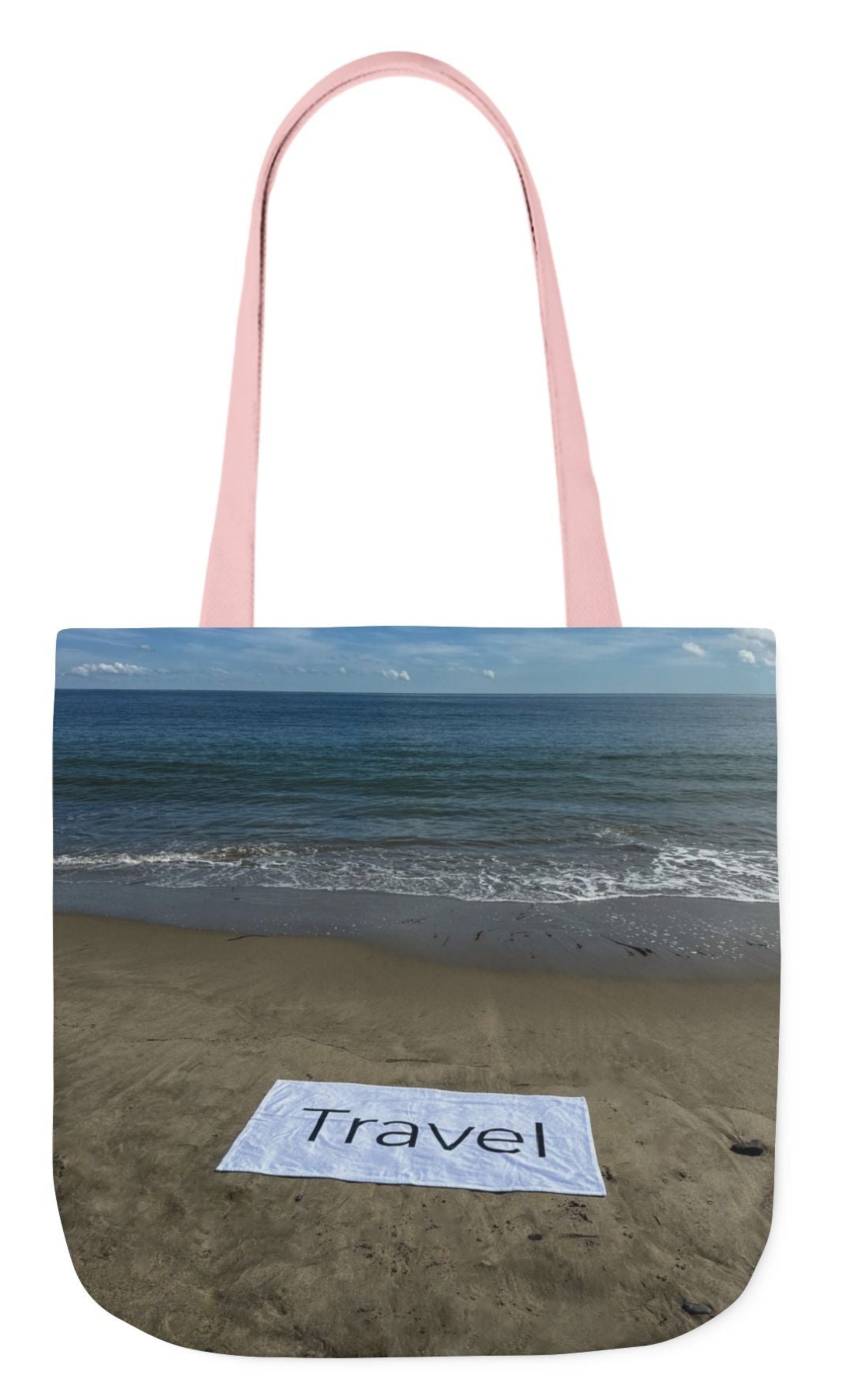 Travel tote bag with pink handles