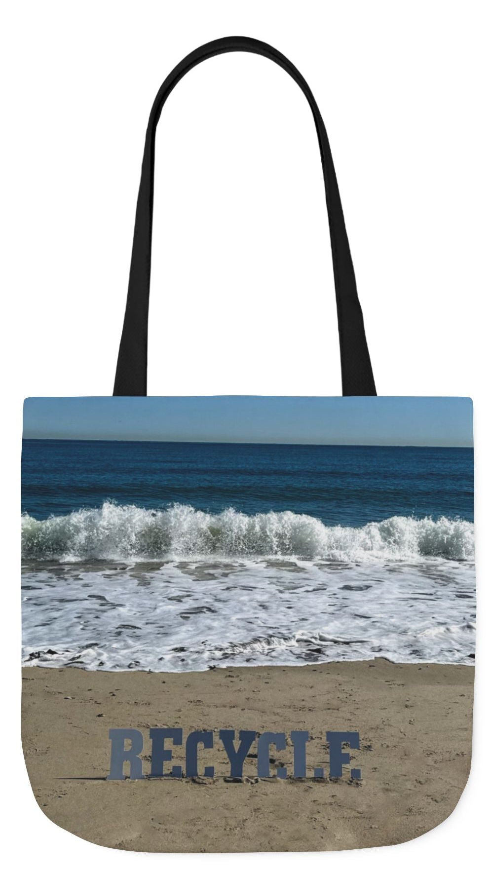 Recycle Tote Bag 18” x 18” same print on each side. 5 Handle Color Options. "Beach Recycle Bag"