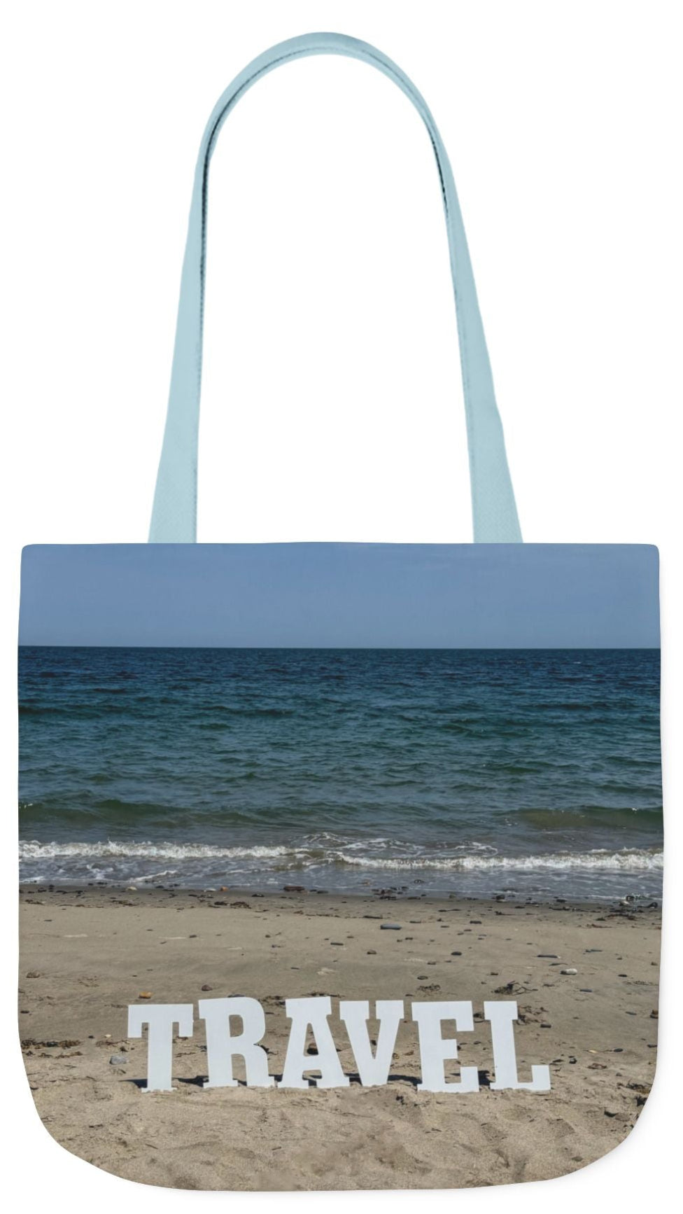 Travel Tote Bag 18” x 18” Same Allover Print on Each Side. 4 Different Handle Color Options. “Beach Travel Bag”