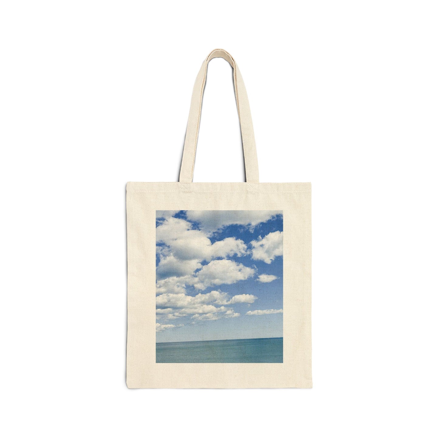 Pet Tote Bag 15" x 16" Natural Color Cotton Canvas Tote Bag. “ Seaside Bright Clouds”