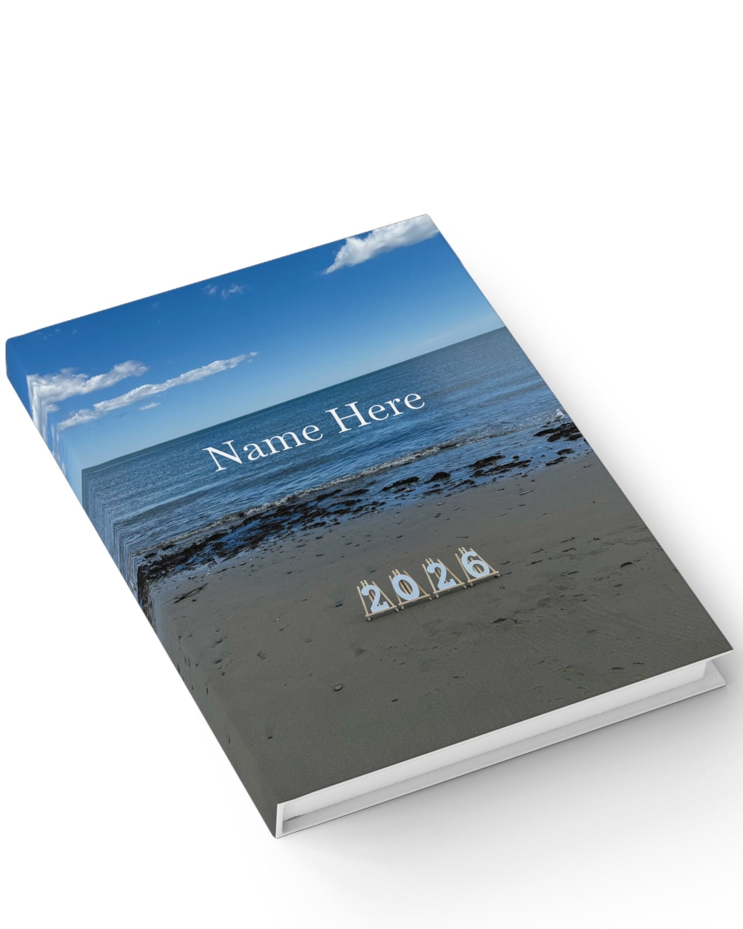 2026 Hardcover Blank Journal - Ruled Line.(Personalized) “2026 Seagull on the Beach"