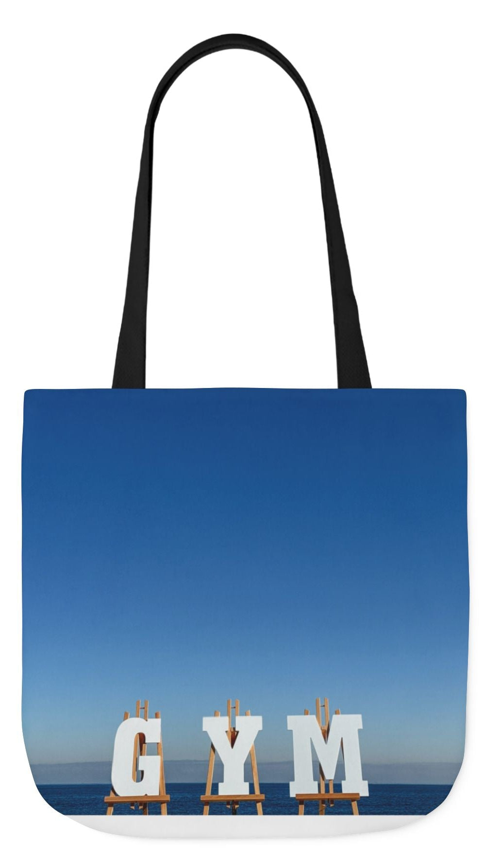 Gym Tote Bag “18 x 18” Same Print on Each Side. 4 Handle Color Options. “Seaside Gym Bag”.