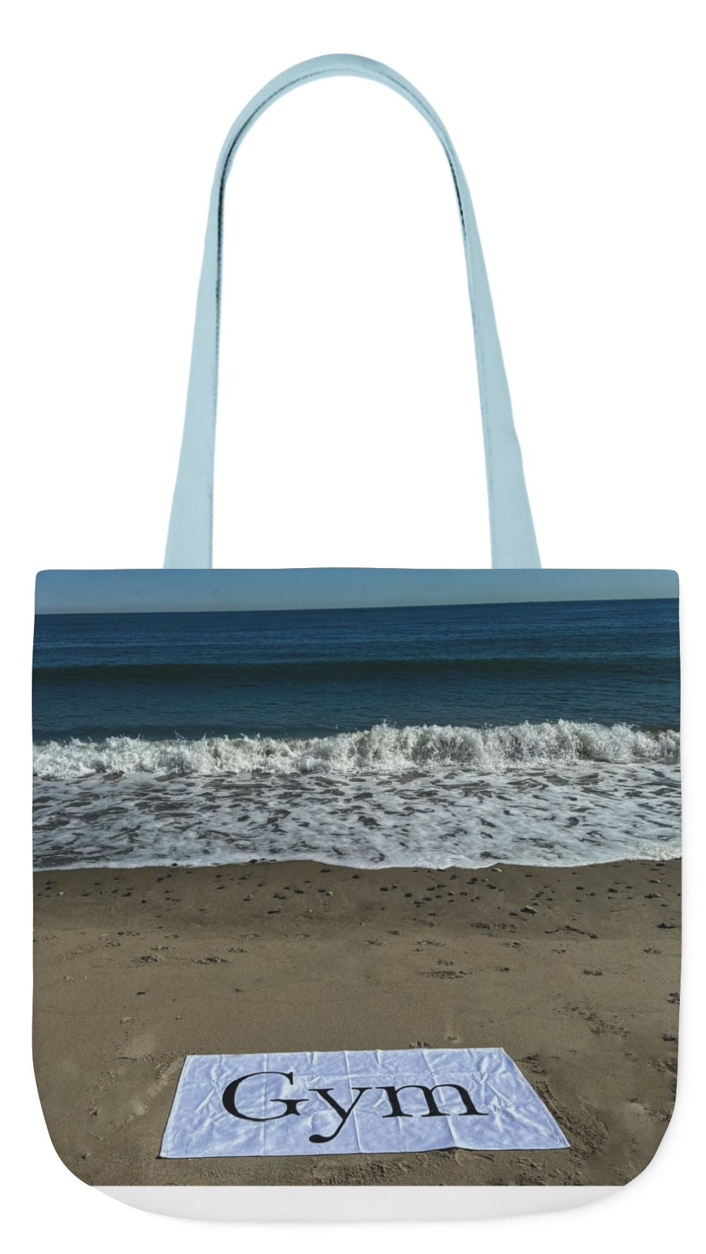Gym Tote Bag 18” x 18” same print on each side. 5 Handle Color Options. "Beachfront Gym Bag