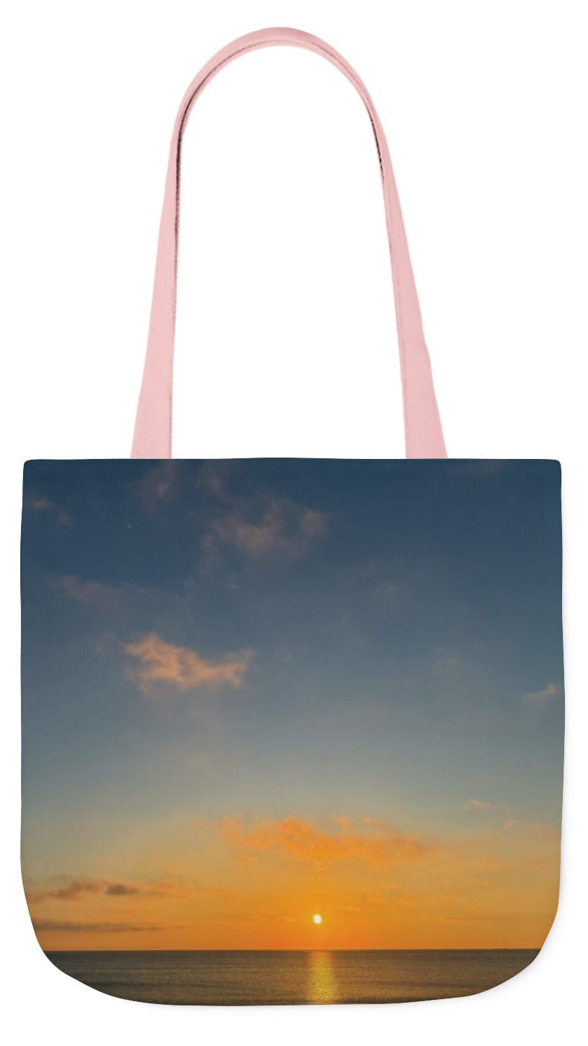Personalized Everyday Tote Bag 13” x 13” different print on each side. 5 Handle Color Options. option. “Seaside Sunrising”