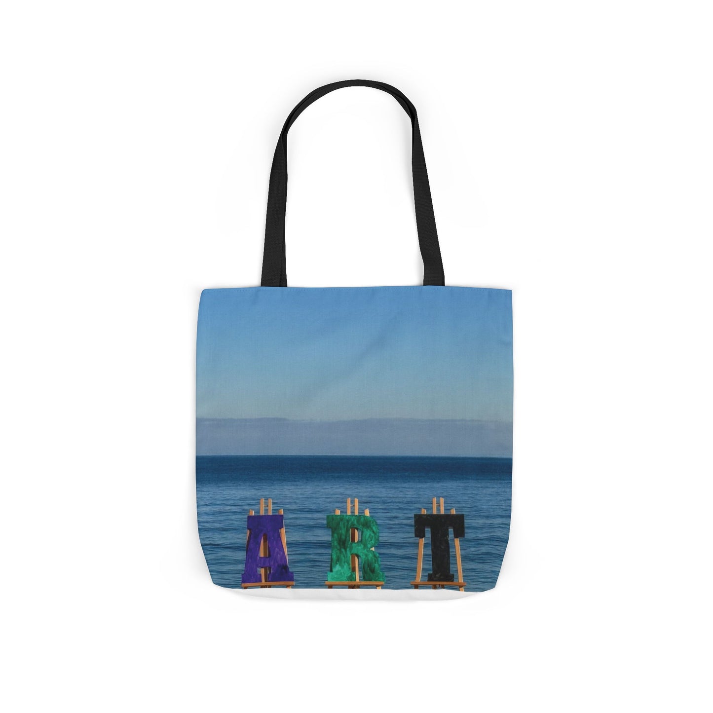 Art Tote Bag 18" x 18" same print on each side, 5-Color Handle options. "Seashore Art"