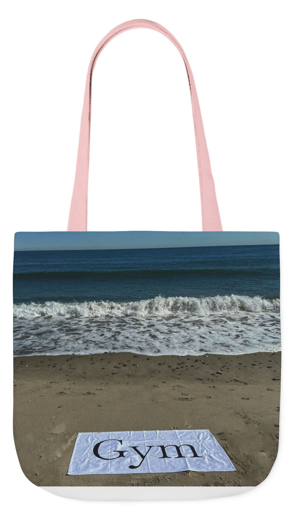 Gym Tote Bag 18” x 18” same print on each side. 5 Handle Color Options. "Beachfront Gym Bag