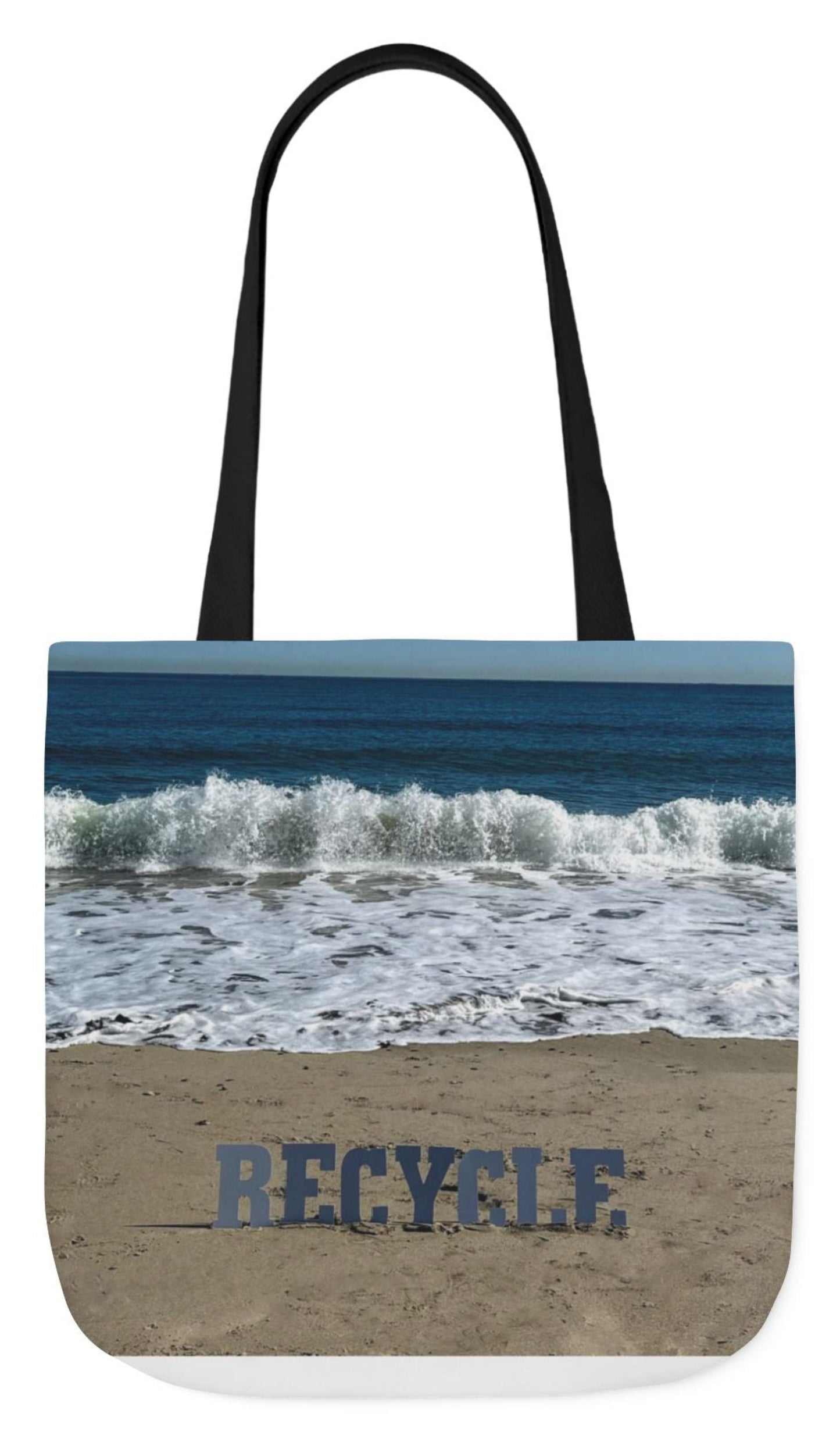 recycle tote bag 18" x 18" beach scene