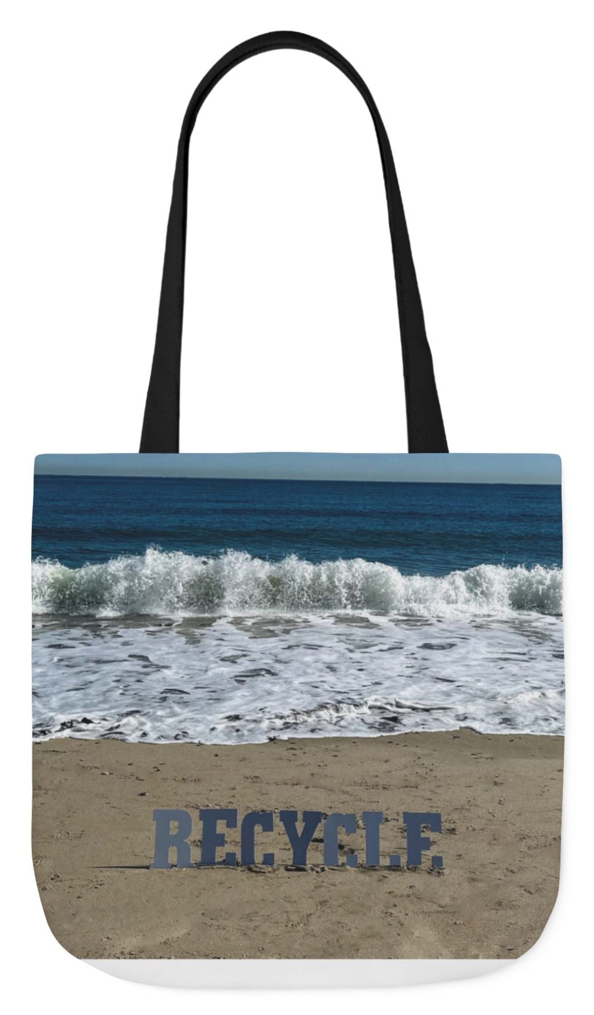 recycle tote bag 18" x 18" beach scene