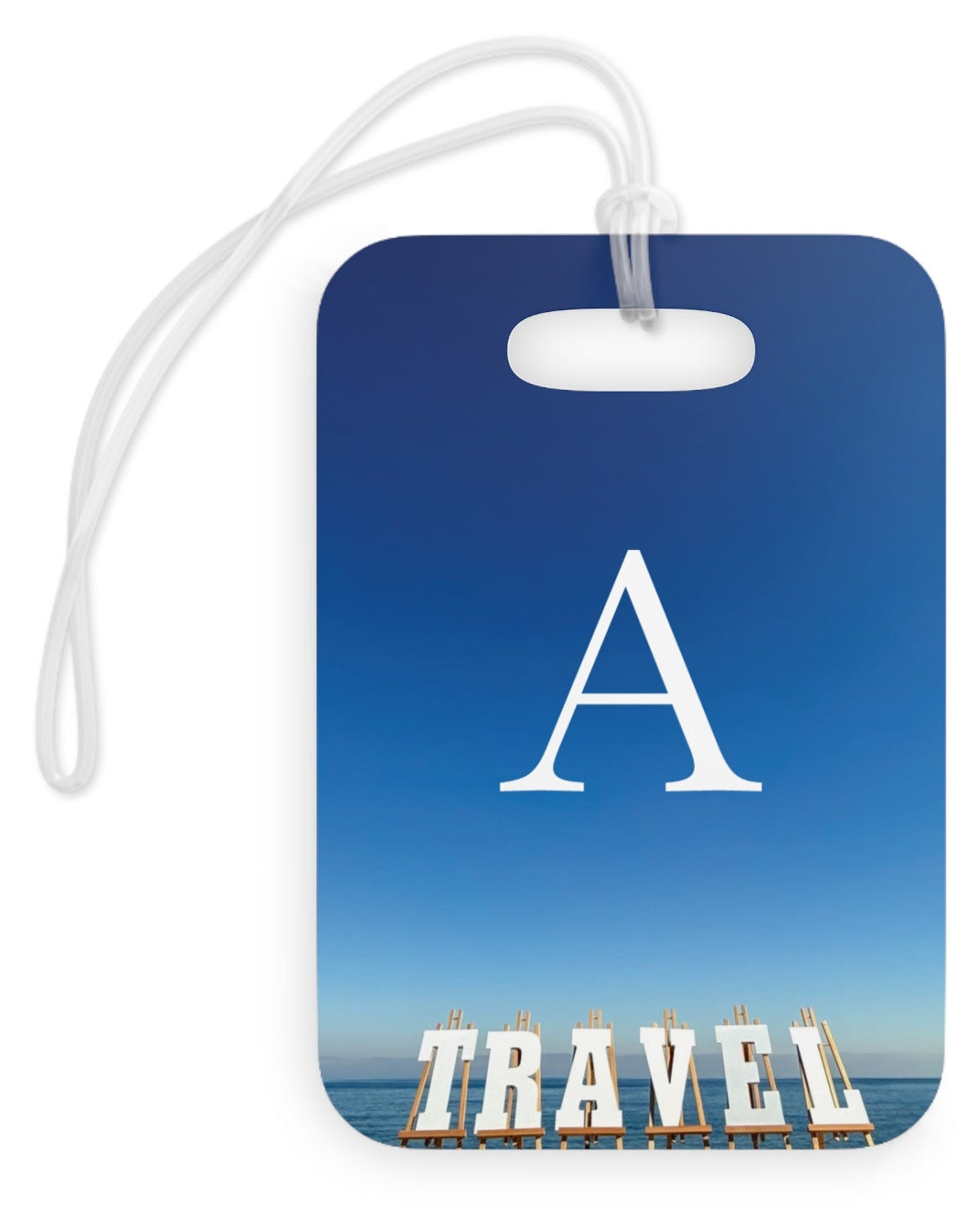 Plastic Luggage Tag Different Print on each side with a Glossy Finish and clear Acrylic tie. (Personalized) "Seaside & Beach Travel Tag"