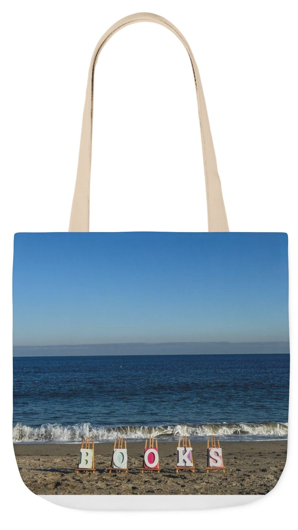 Book Tote Bag 18” x 18” different print on each side.5 Handle Color Options. “Seaside & Beachfront Book Tote Bag”