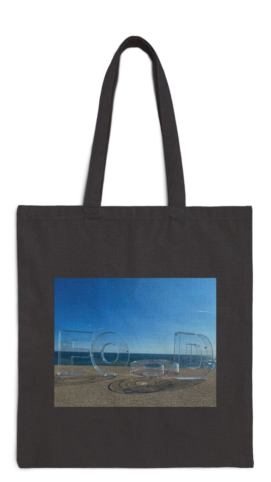 Food Tote Bag 15" x 16" Cotton Canvas Different Print on Each Side. "Seaside Food Reflections Bag"
