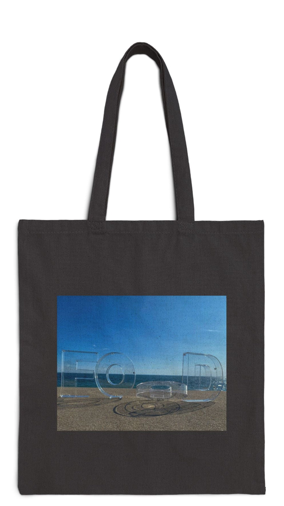 Food Tote Bag 15" x 16" Cotton Canvas Different Print on Each Side. "Seaside Food Reflections Bag"