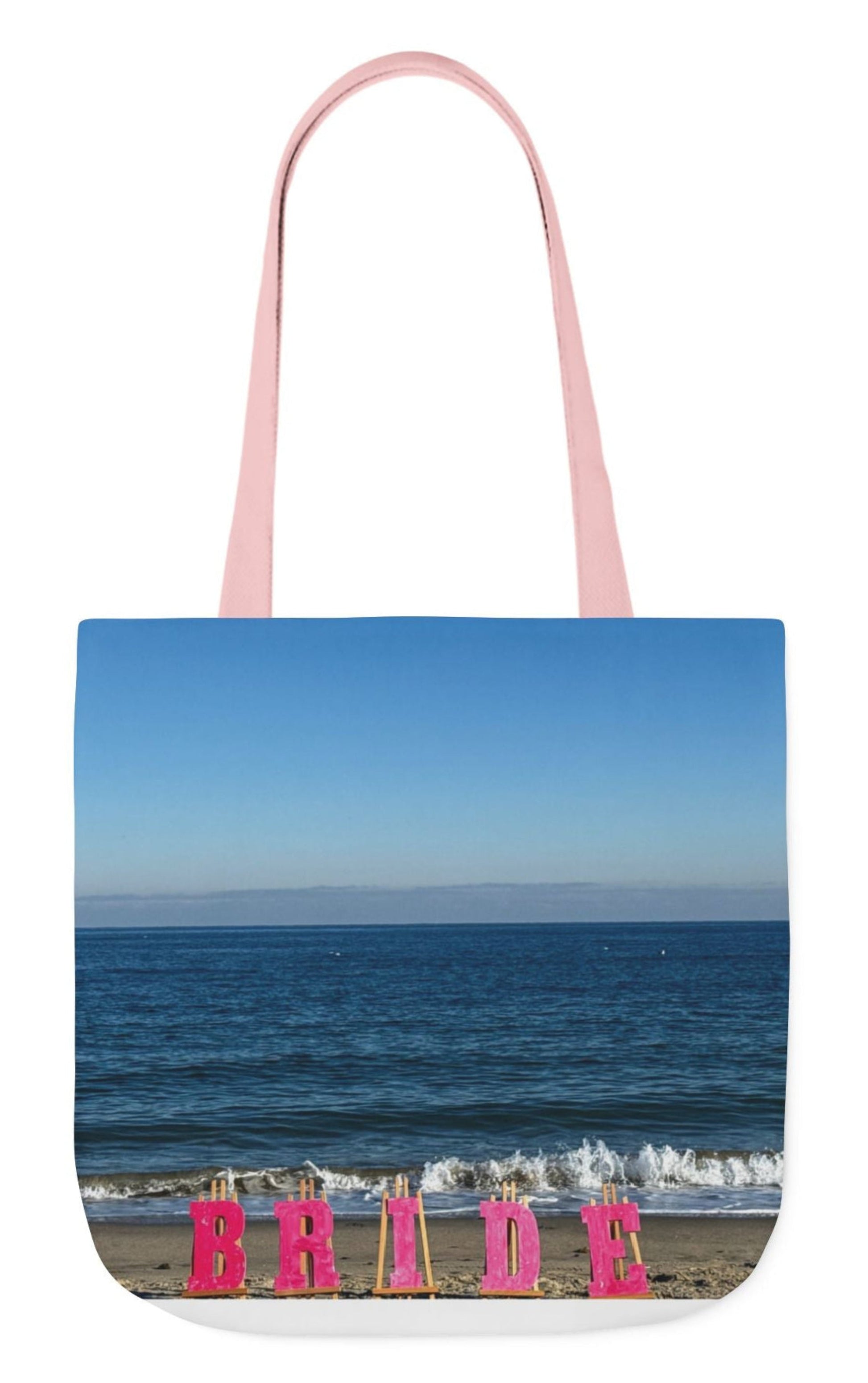 beach bride bag with pink handles