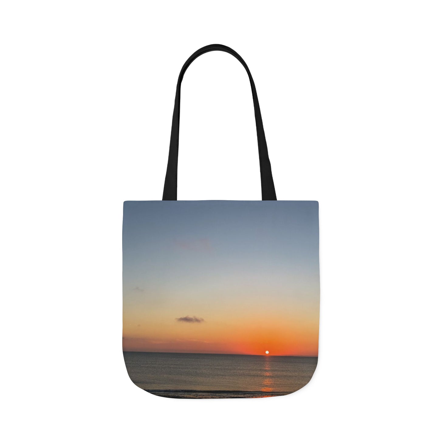 Everyday Tote Bag 18”x 18” different print on each side.5 Handle Color Options. “Seaside Sunrising”