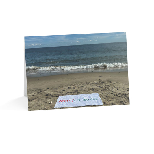 Christmas Cards 10 Pack with Envelopes Blank Inside 5" Width 7" Height  "Beachfront Christmas"