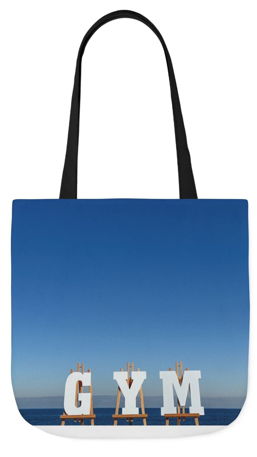 Gym Tote Bag “18 x 18” Same Print on Each Side. 4 Handle Color Options. “Seaside Gym Bag”.