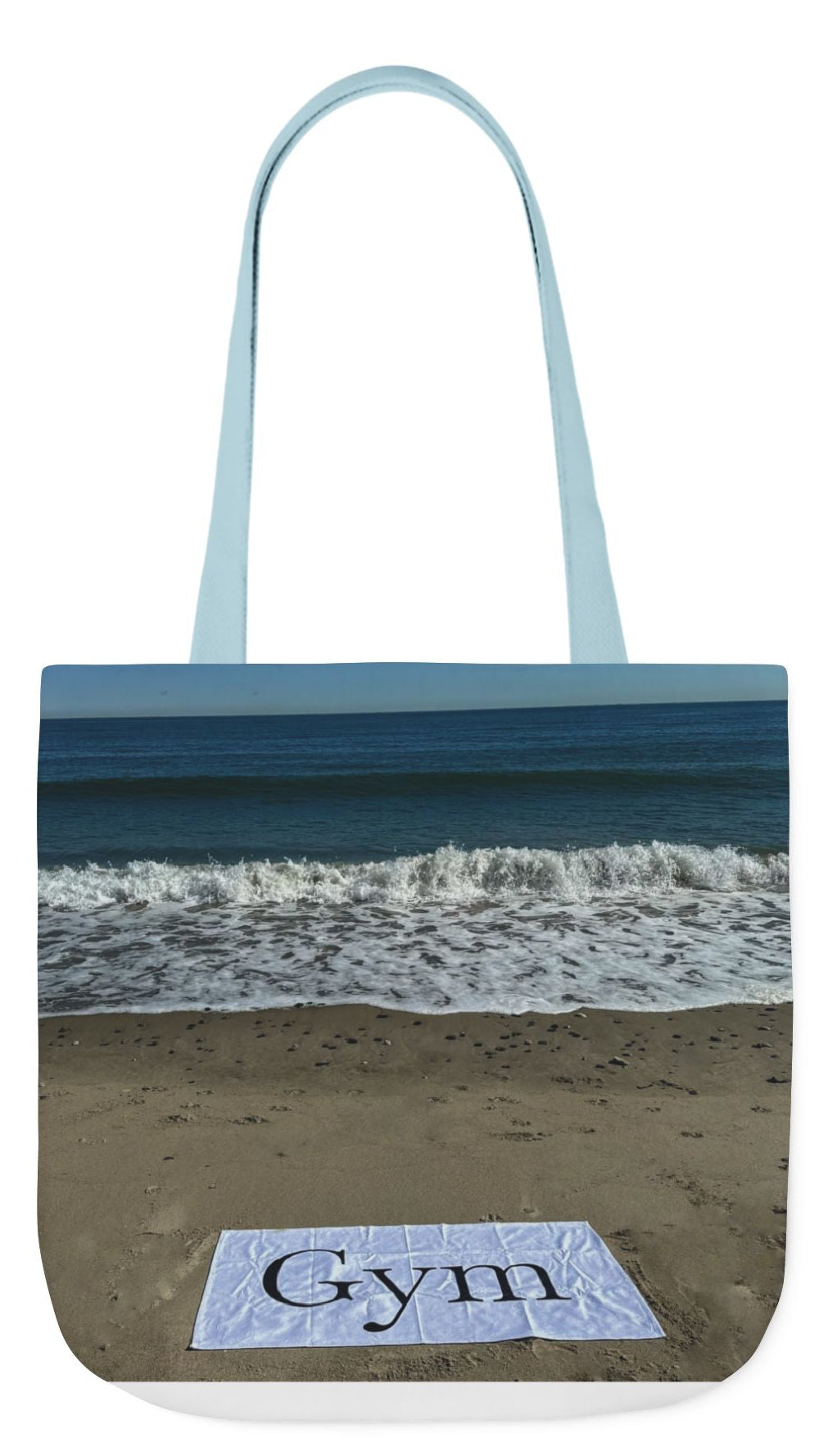 Gym Tote Bag 18” x 18” same print on each side. 5 Handle Color Options. "Beachfront Gym Bag