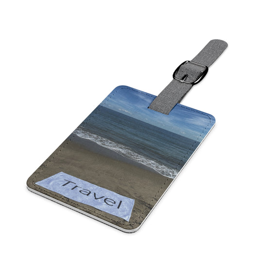 Polyester Luggage Tag Rectangle with strap Print on one side fabric on the other. " Mild WavesTravel Tag"
