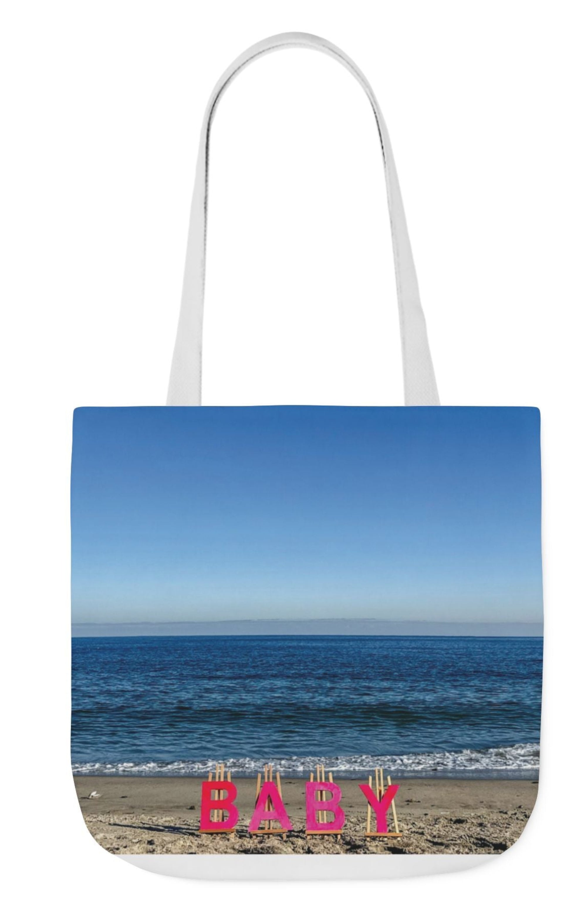 baby girl tote bag white handles baby gift, polyester, 18" x 18" double sided print