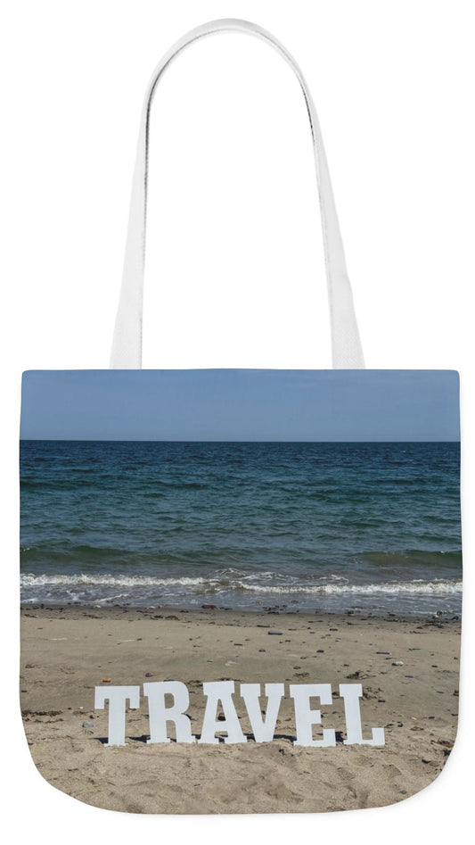 Travel Tote Bag 18” x 18” Same Print on Each Side. 4 Different Handle Color Options. “Beach Travel Bag”