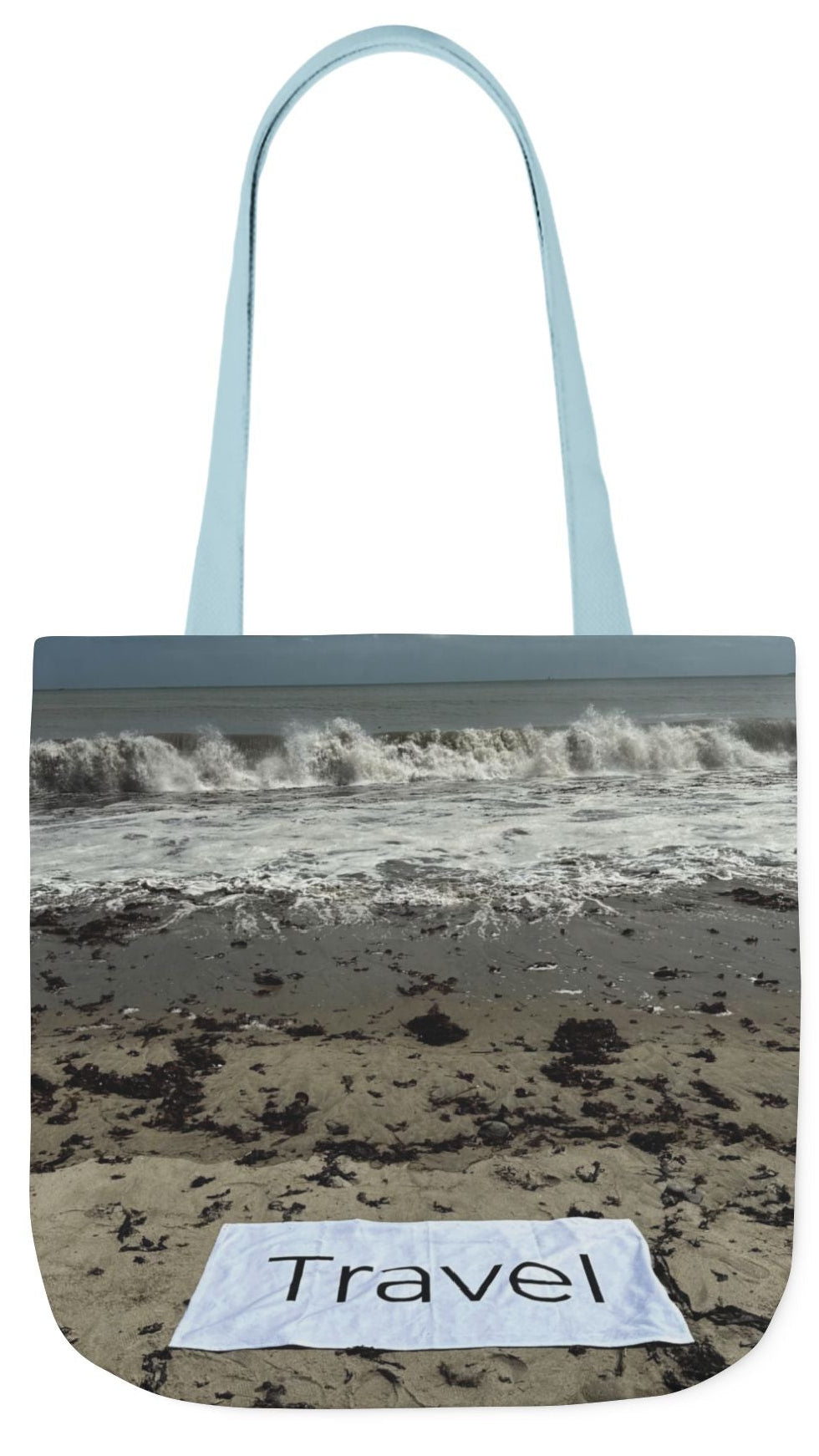 Travel Tote Bag 18” x 18” Same Print on Each Side. 4 Handle Color Options. “Wild Waves Travel Bag Personalized"