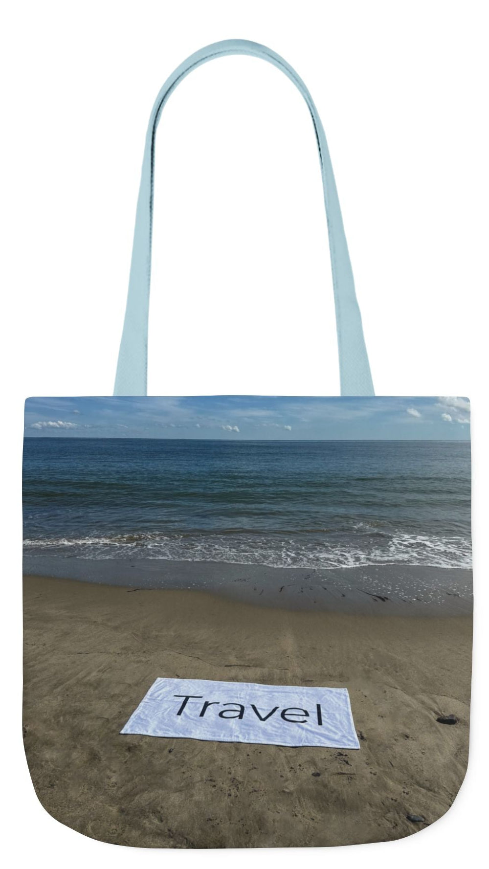 Travel Tote Bag 18” x 18” same print on each side. 4 Handle Color Options. “Beachfront Travel Bag”