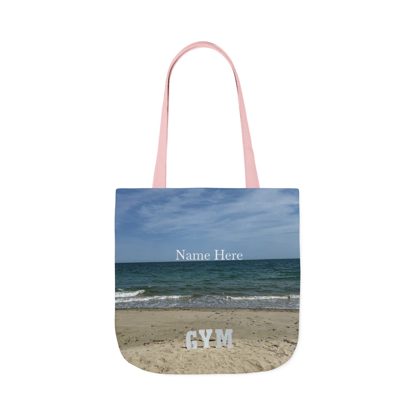 Gym Tote Bag 18” x 18” Same Print on Each Side. 4 Handle Color Options. “Beach Gym Bag Personalized"