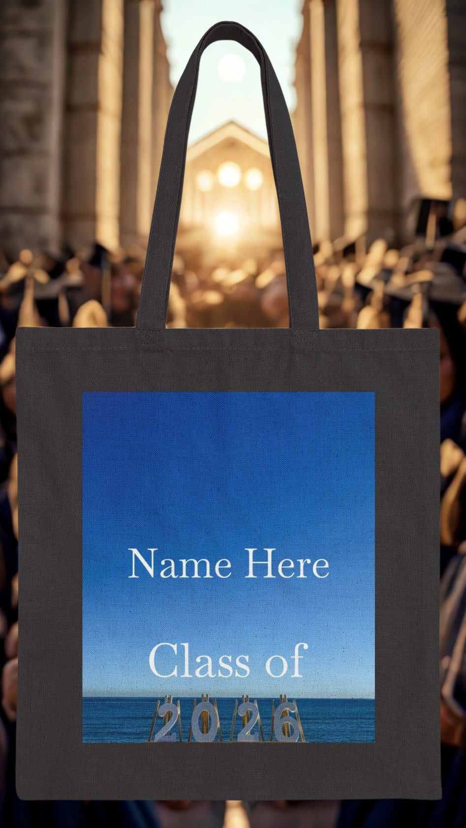 Personalized Seaside Class of 2026 Tote Bag Black - Graduation Gift