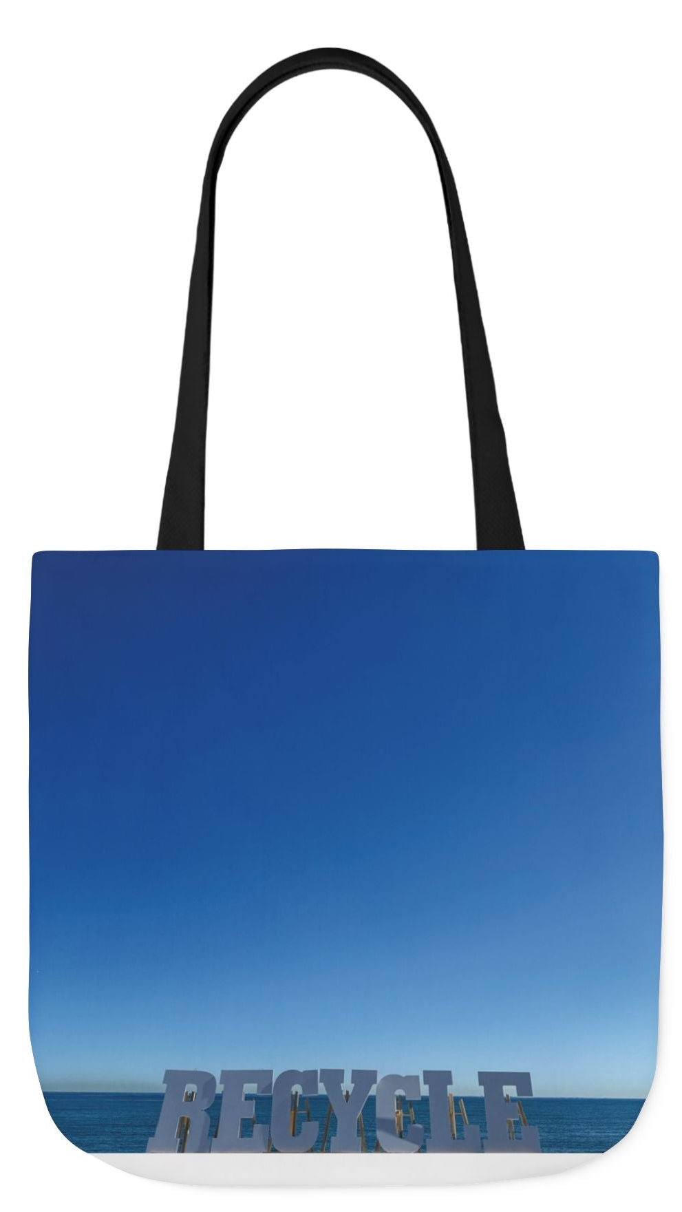Recycle Tote Bag 18" x 18" different print on each side. 5 Handle Color Options. "Beach Recycle & Seaside Recycle Bag"