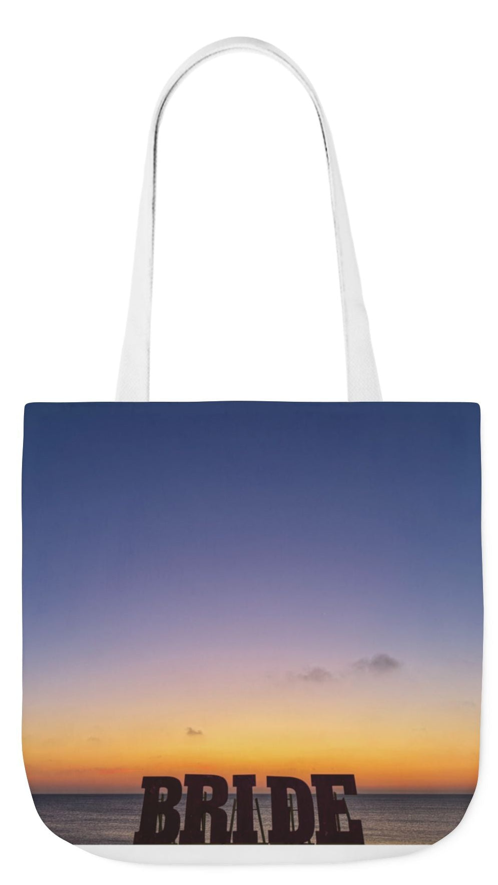 Bride Tote Bag 18” x 18” same print on each side. Choice of Pink or White Handles. "Daybreak Bride Bag"