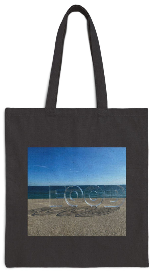 Food Tote Bag 15" x 16" Cotton Canvas Different Print on Each Side. "Seaside Food Reflections"