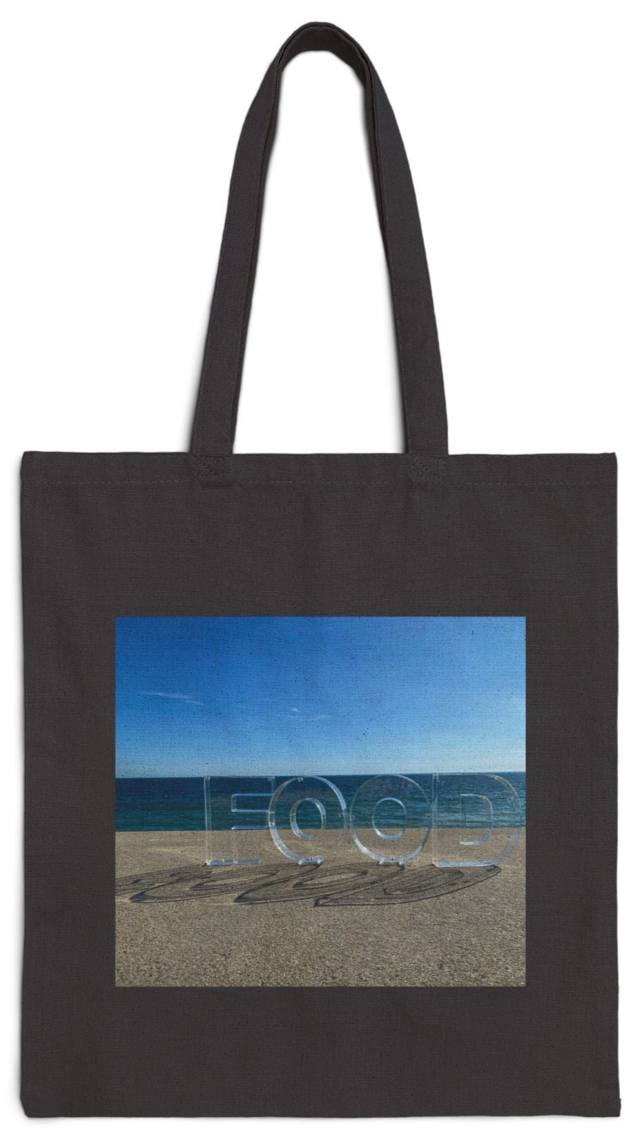 Food Tote Bag 15" x 16" Cotton Canvas Different Print on Each Side. "Seaside Food Reflections"