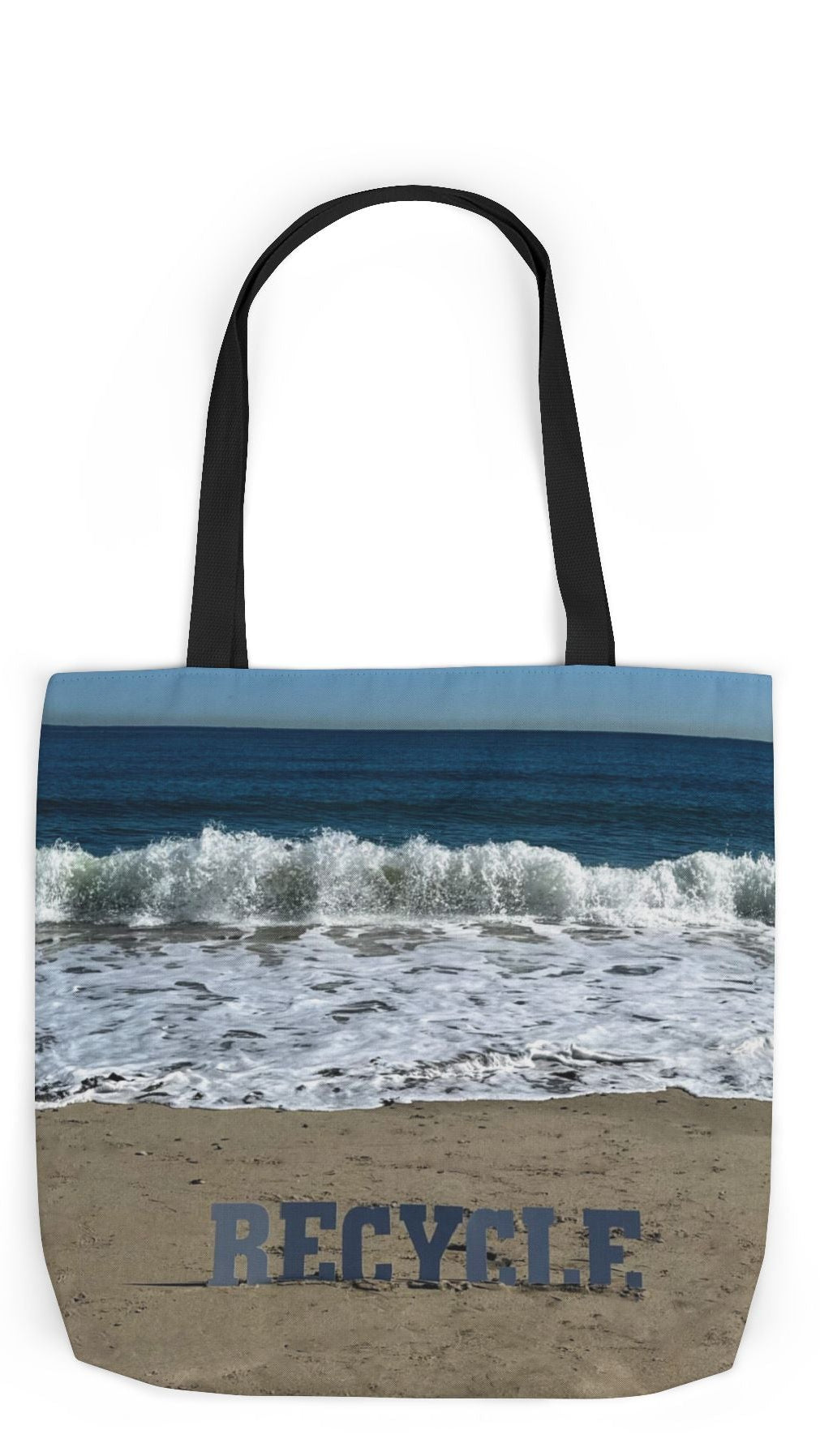 Recycle Tote Bag 18” x 18” same print on each side. 5 Handle Color Options. "Beach Recycle Bag"