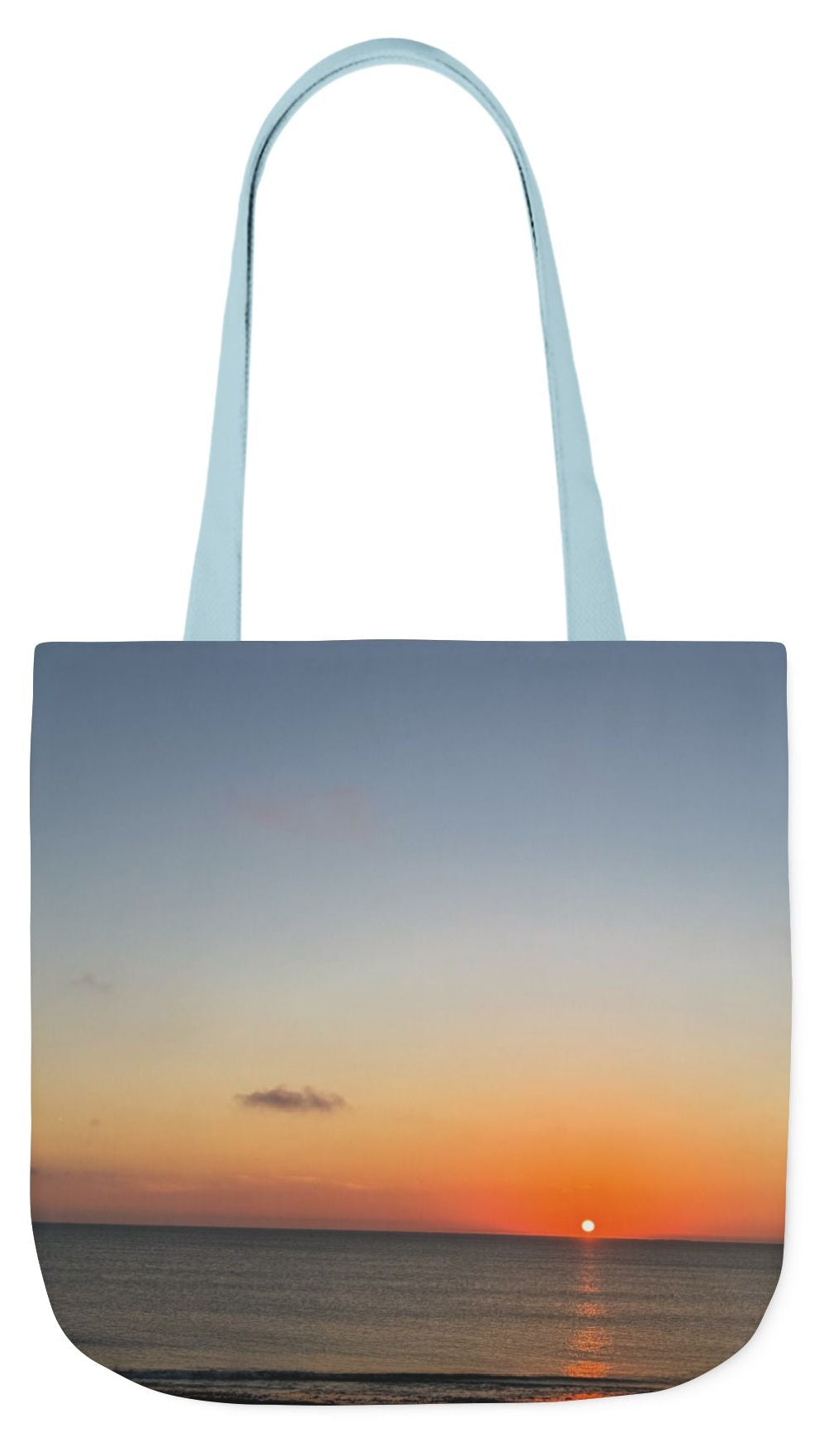 Everyday Tote Bag 18”x 18” different print on each side.5 Handle Color Options. “Seaside Sunrising”