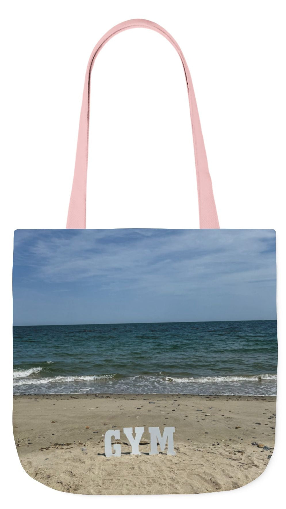 Gym Tote Bag 18” x 18” Same Print on Each Side. 4 Handle Color Options. “Beach Gym Bag Personalized"